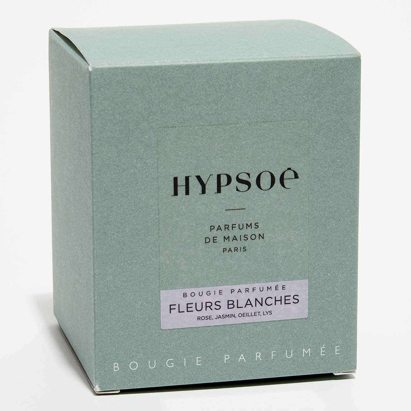 Hypsoé Bougie parfumée verre coloré laqué Fleurs Blanches - 1 mèche 50h
