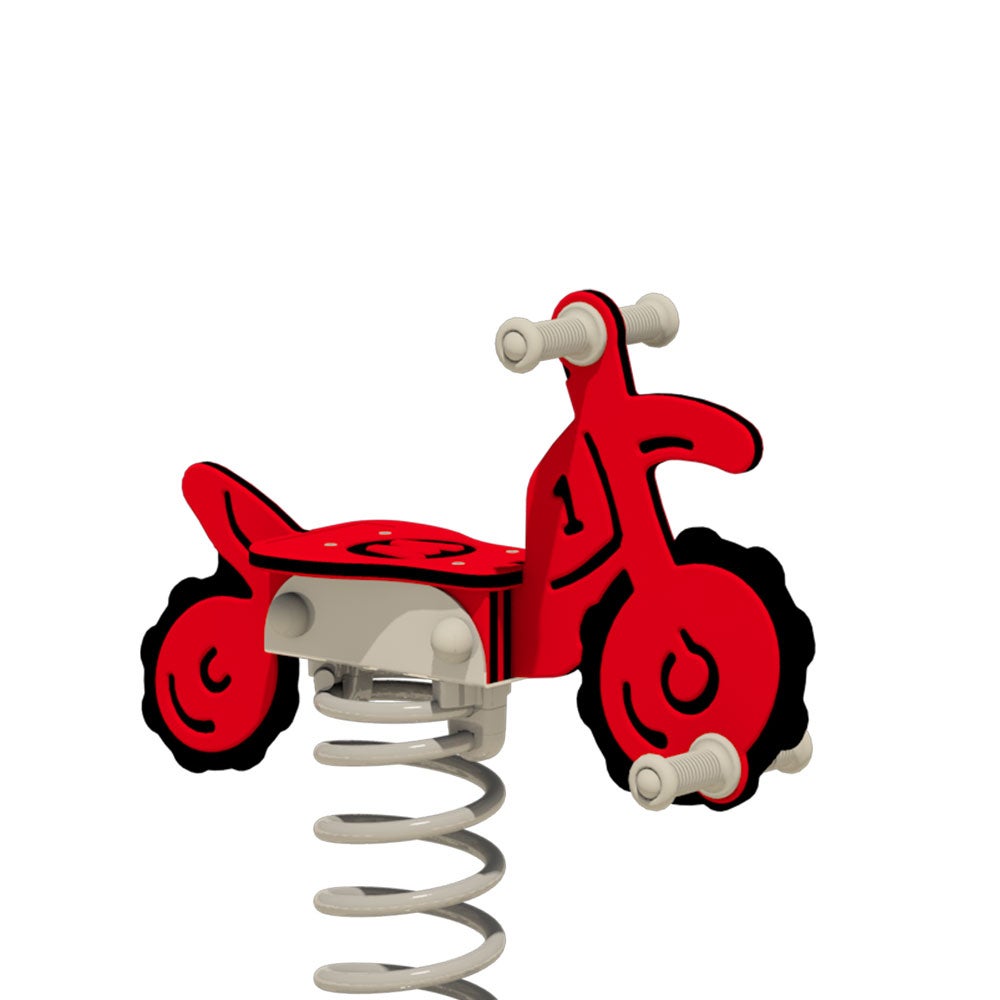 WICKEY Spring Rocker PRO Motorfiets Trickey – BETONPLAAT – Openbaar Springdier volgens 1176 – voor openbare en particuliere ruimtes. Vandaalbestendig – rood
