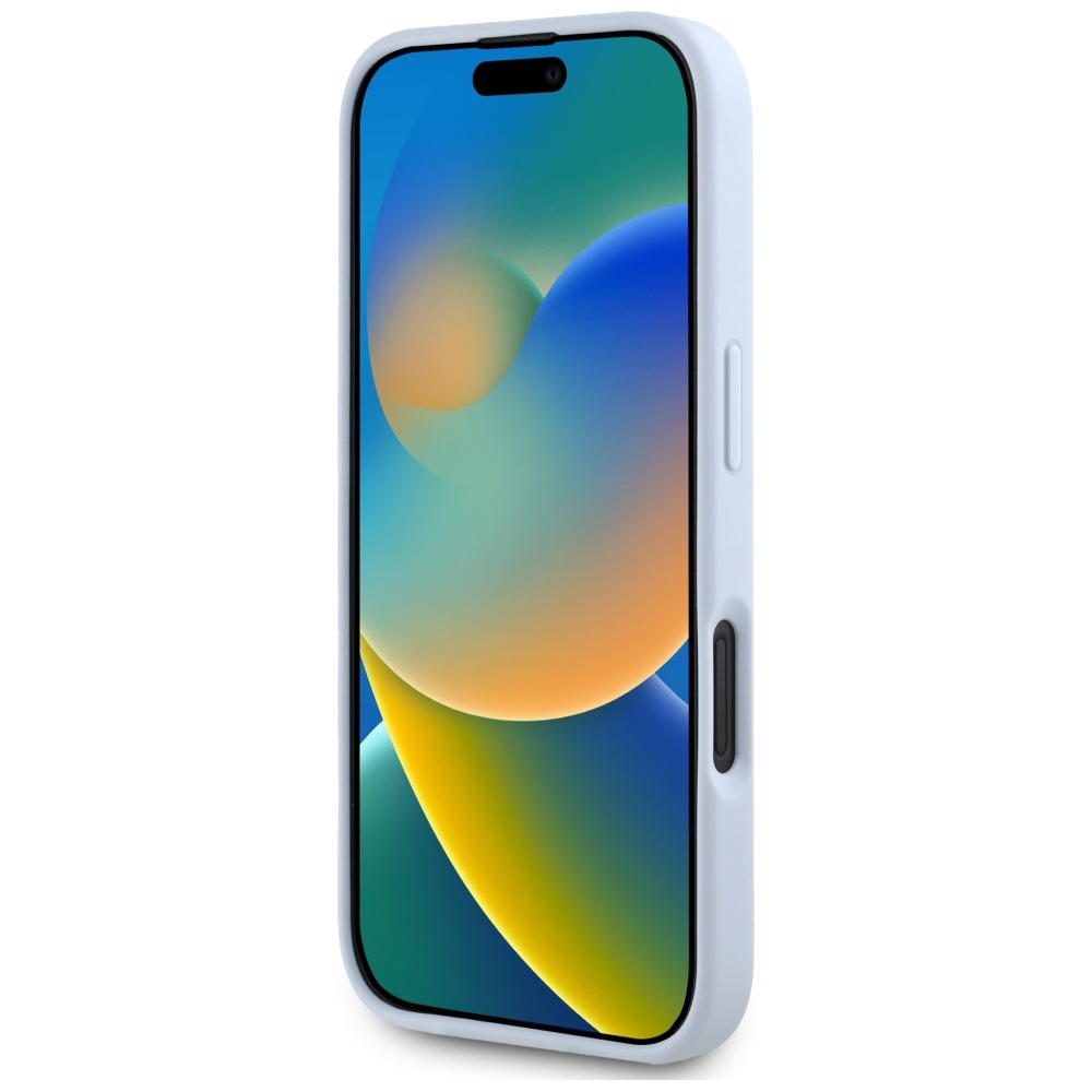 iPhone 16 Leder Hardcase Hülle Grained 4G Big Metal Logo (GUHCP16SPGT4MBB) - Hellblau