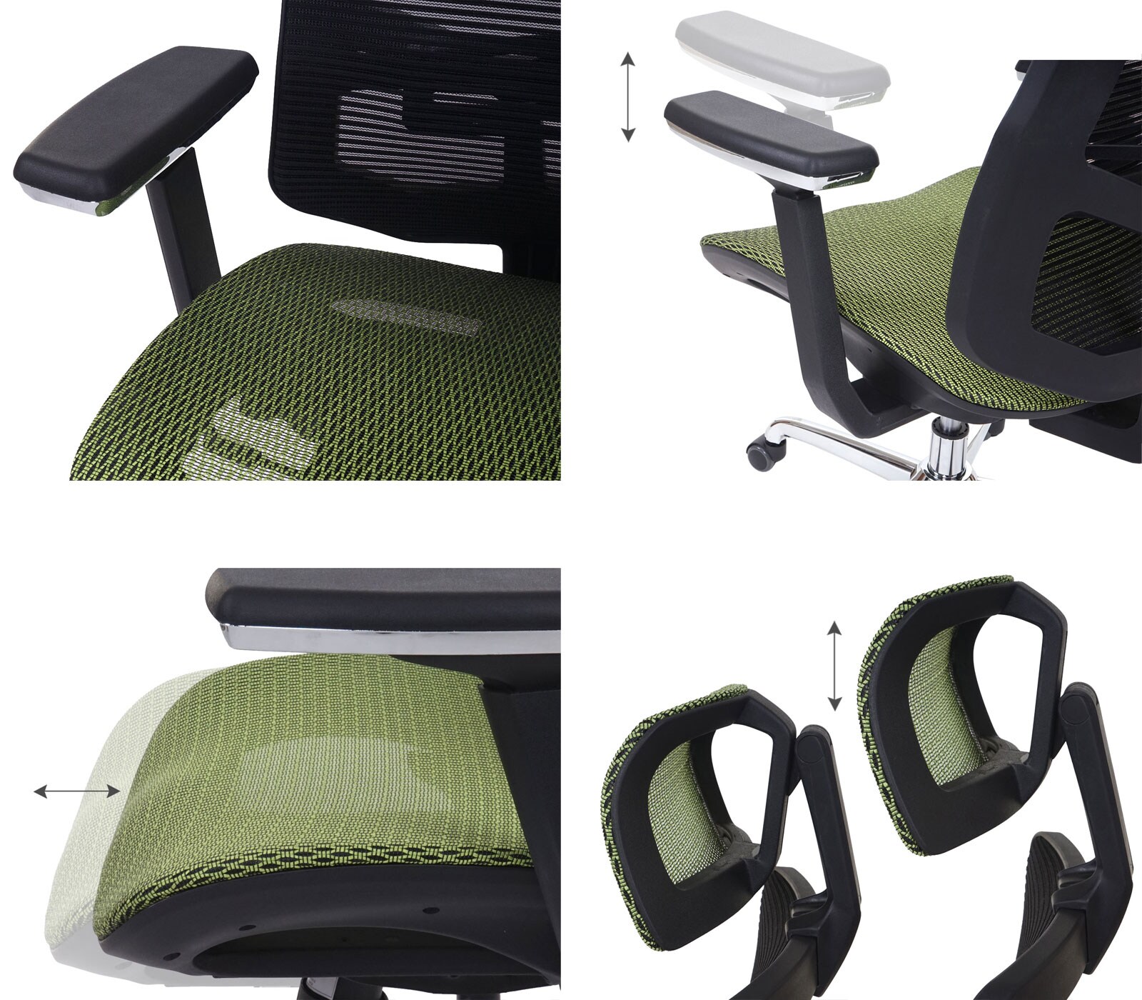 Bürostuhl MCW-A58, Schreibtischstuhl, Sliding-Funktion Stoff/Textil ISO9001 ~ grün/schwarz