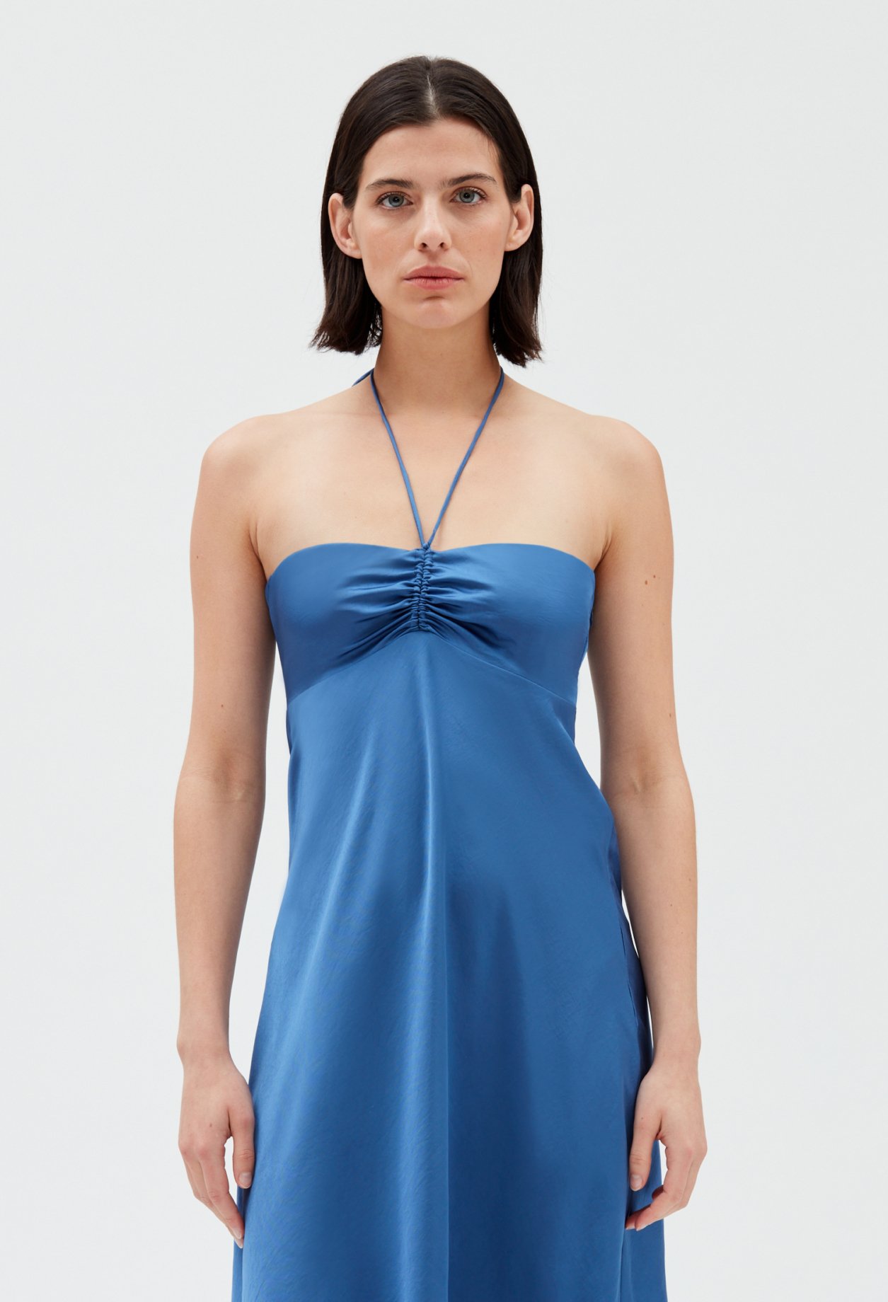 Robe longue bustier bleue