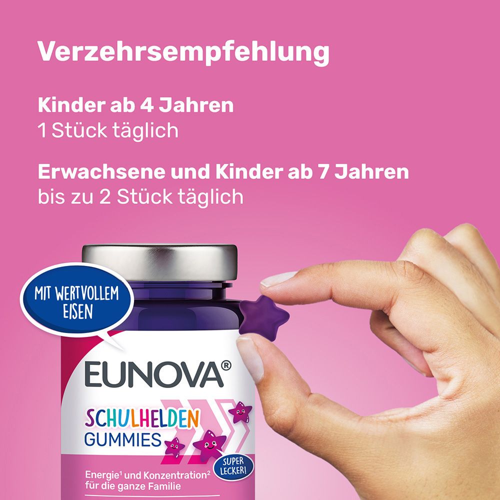 EUNOVA® Schulhelden Gummies mit Eisen und Erdbeergeschmack