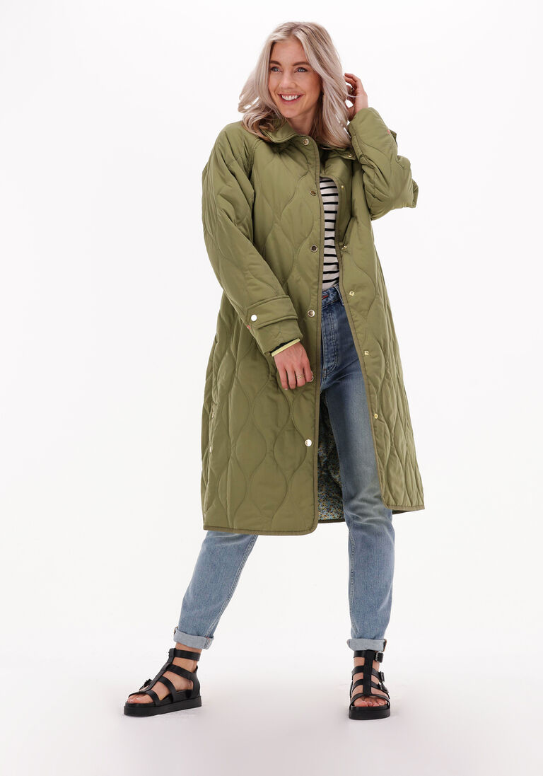 SCOTCH & SODA groene scotch & soda gewatteerde jas long quilted jacket