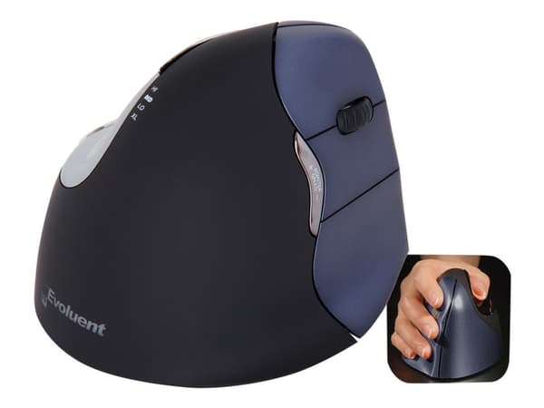 Evoluent VerticalMouse 4 Right - Vertikal mus - høyrehendt - laser - 6 knapper - trådløs - 2.4 GHz - USB trådløs mottaker