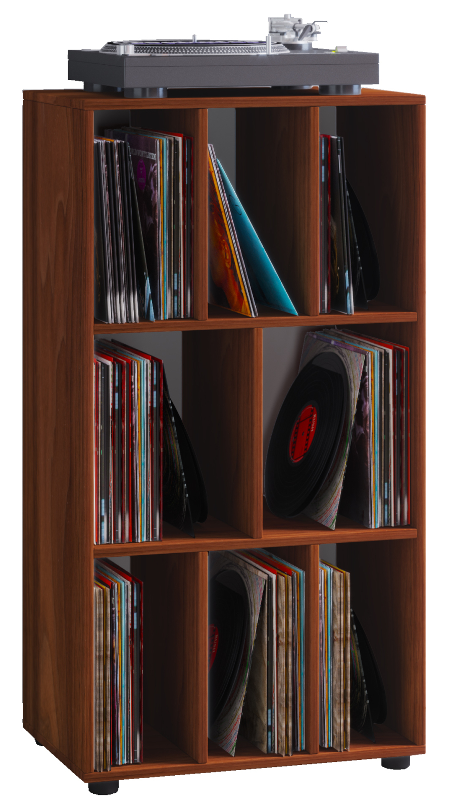 Schallplattenregal Schaltino - Kern-Nussbaum - 60x115 cm