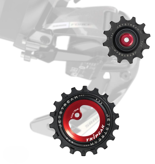 Tripeak Oversized pulleyhjul Jetstream pro keramiske lejer SRAM AXS Force/Rival XPLR 12T/18T sort