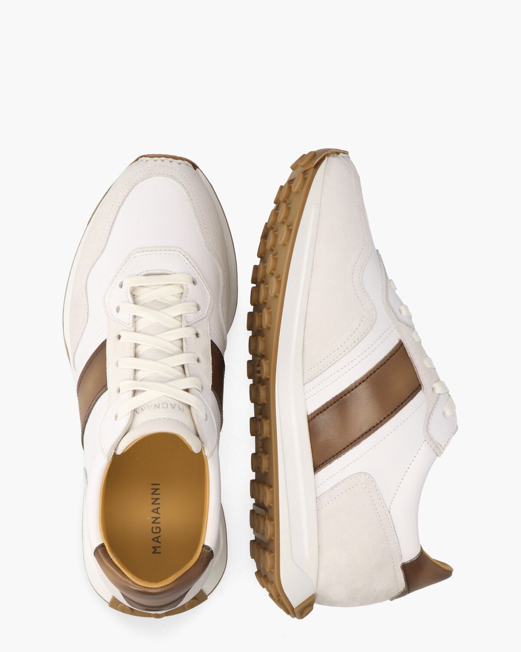 Magnanni 25361 Wit/Cognac Herensneakers