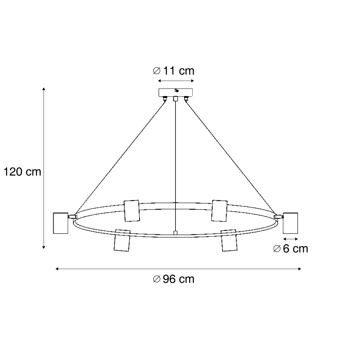 Moderne hanglamp zwart 6-lichts - Jeana Circle