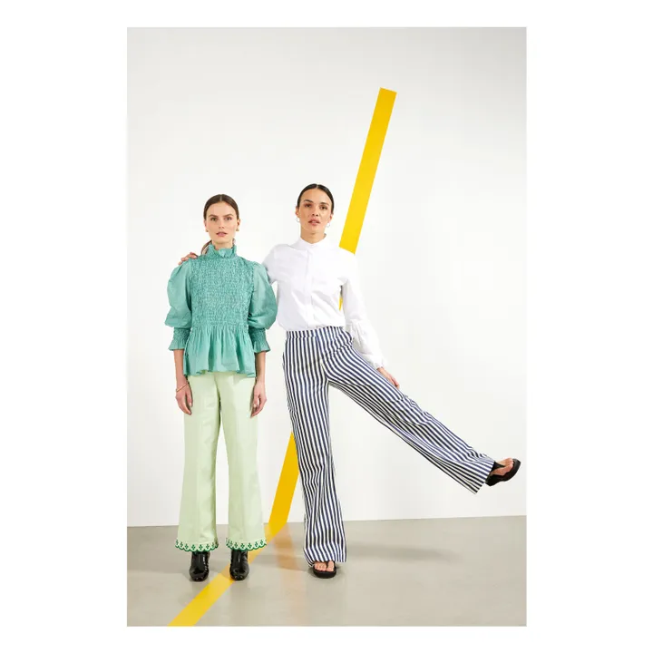 Maria de la Orden Blouse Aleria Rayures | Vert