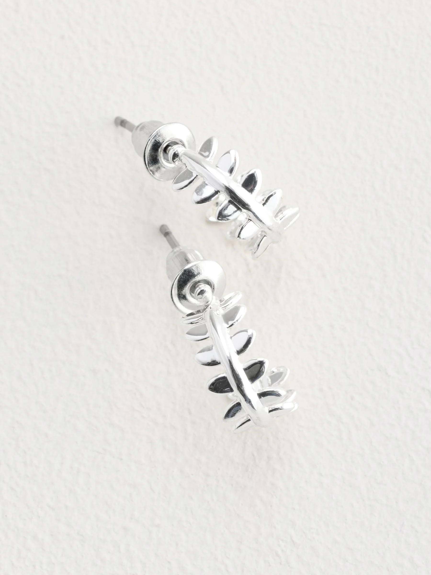 Zilverkleurig - Mini Leaf Hoop Earrings