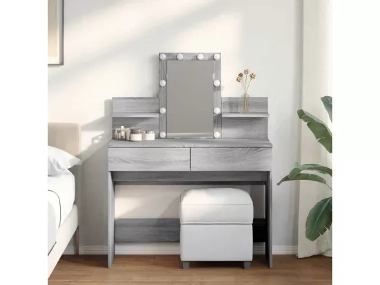Coiffeuse avec LED sonoma gris 100x40x130 cm