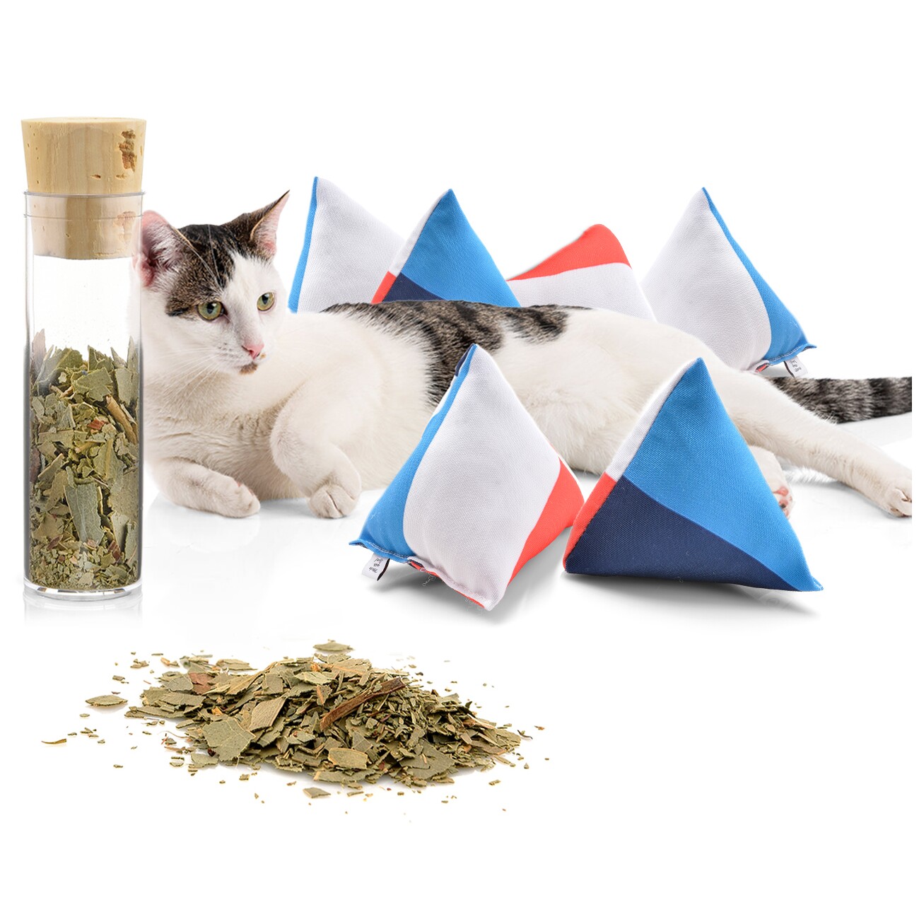 Canadian Cat Company Catnipspielzeug 6x Schmusepyramide Nordic 4-Color