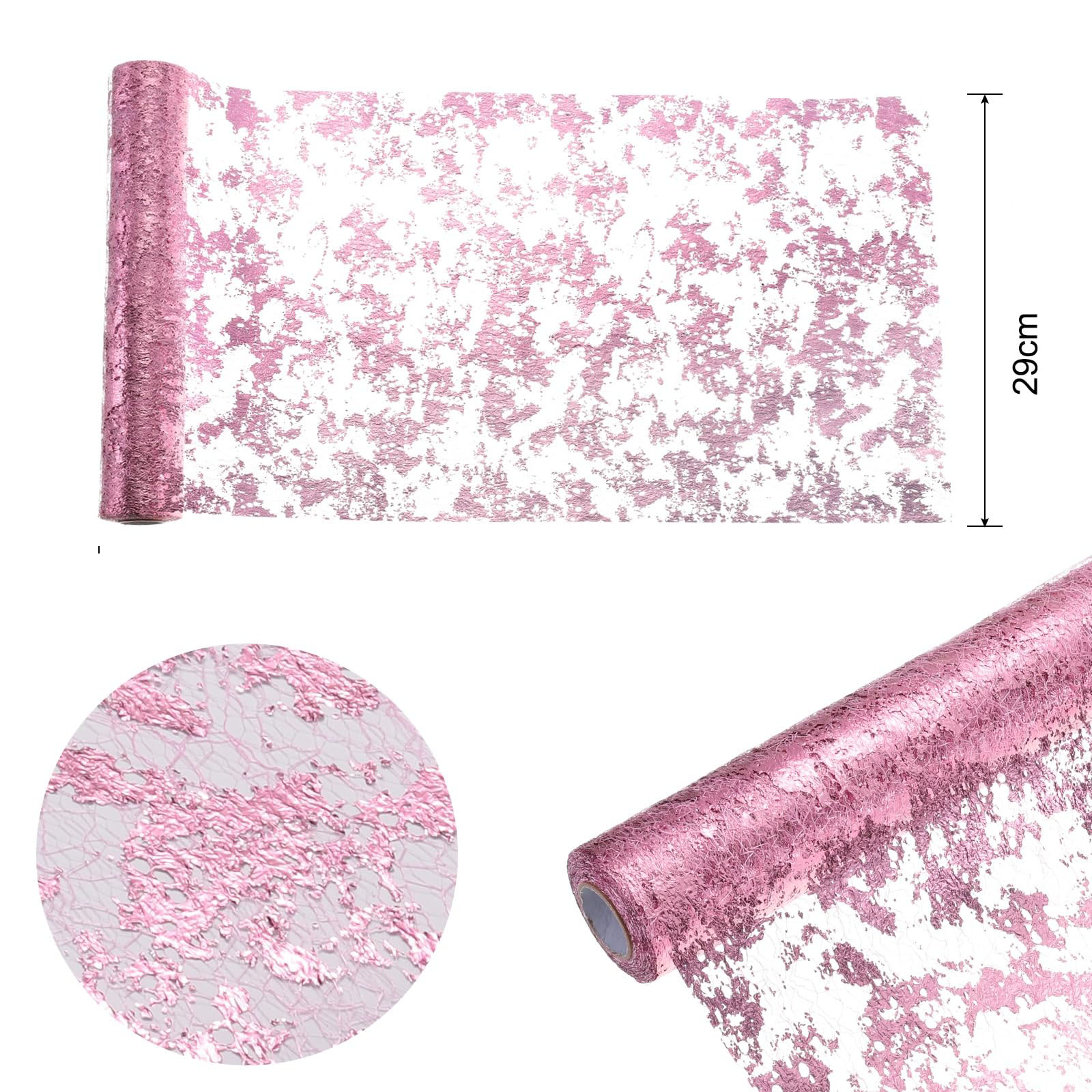 (5mx29cm) Metallic Tischläufer Glänzendes Party Deko Tischtuch Zuschneidbare Tischsets - Rosa