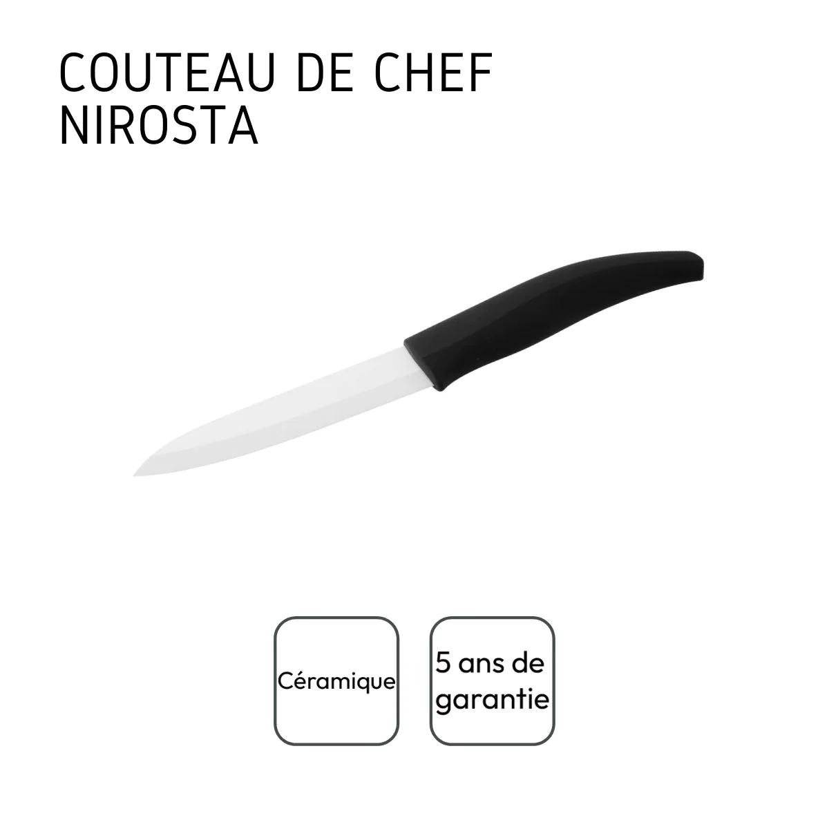 Couteau d'office avec lame en céramique de 12,5 cm de long Céramique