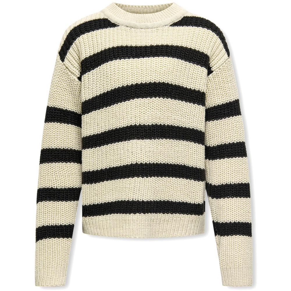 Køb kids ONLY Eggnog Black Kogjusty L/S Stripe Pullover Knt Noos