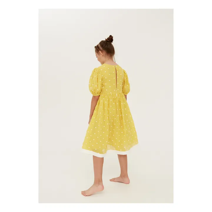 The Middle Daughter Robe en Voile de Coton à Pois | Jaune