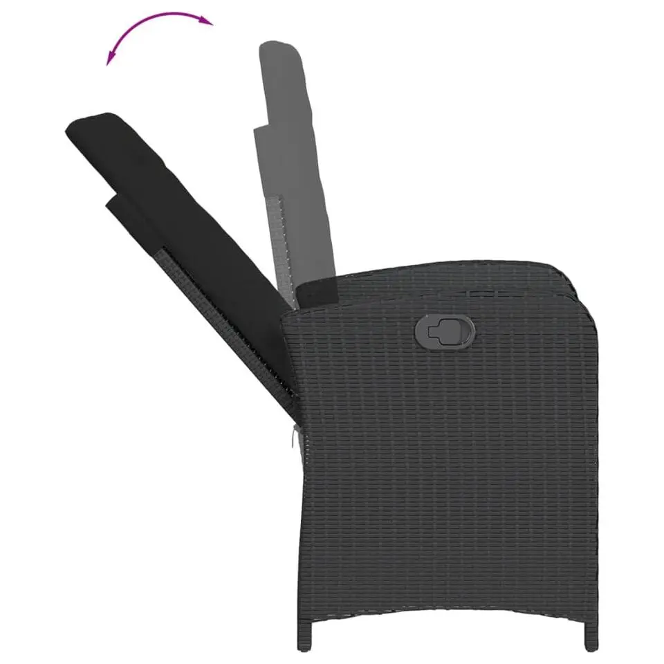 vidaXL - Verstelbare tuinstoel - Kussens - Zwart - Poly rattan - 2 stuks
