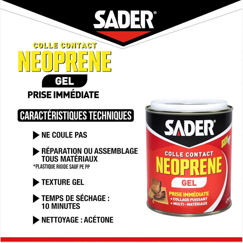 Colle contact Néoprène Gel Multi-usages Sader