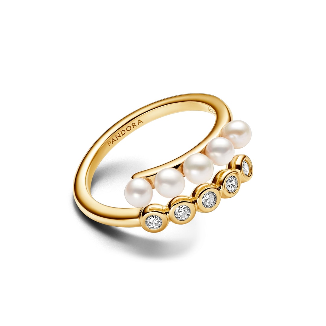Pandora Gold Timeless Behandelte Süsswasserzuchtperlen & Steine Offener Ring