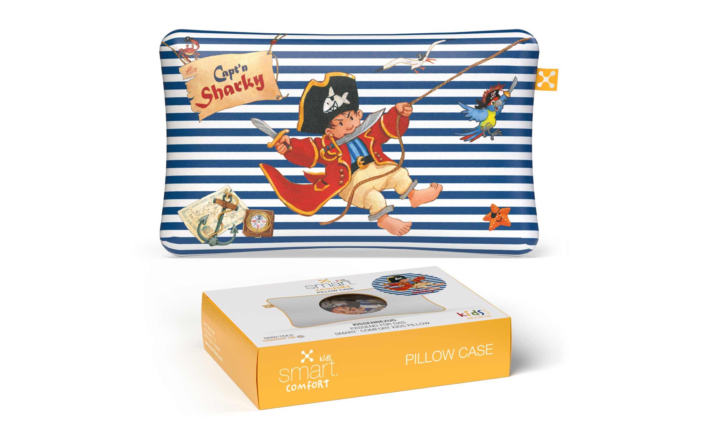 Kinder Kopfkissenbezug Comfort Capt'n Sharky 50 x 32 cmKissenhülle mit Pirat-Motiv