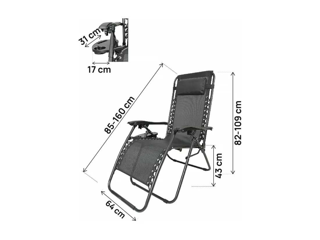 Lot de 2 Fauteuils de jardin inclinable zéro gravité 