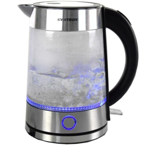 Bouilloire électrique en verre sans fil en acier inoxydable de 1,7L av