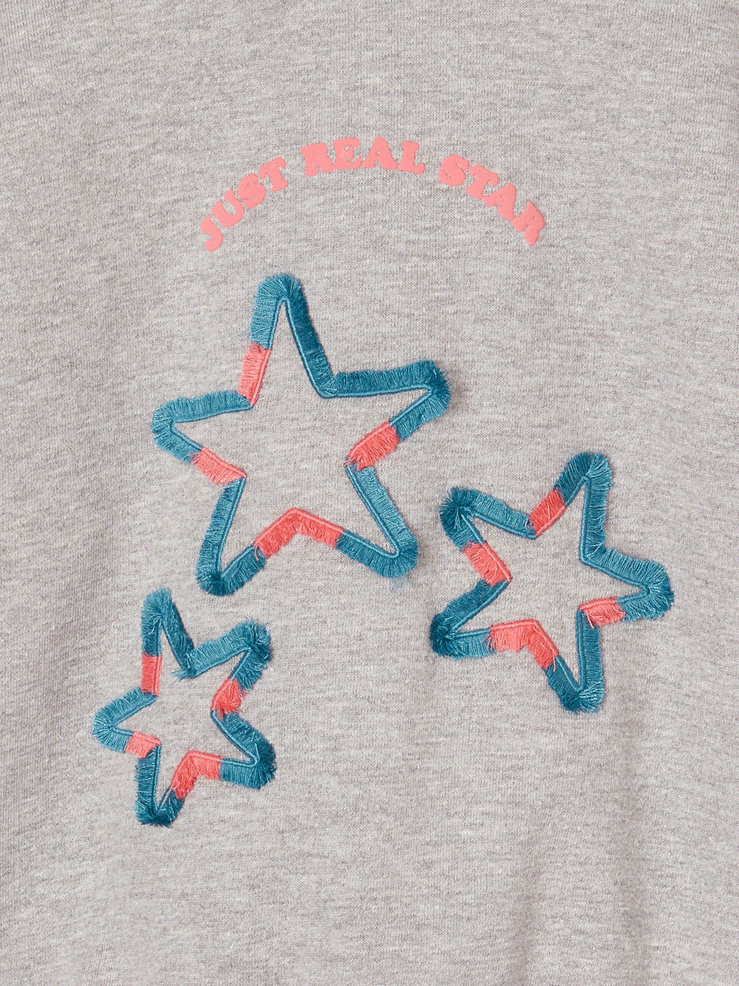 Vertbaudet Mädchen Sweatshirt mit Recycling-Polyester, Blumen oder Sterne grau meliert