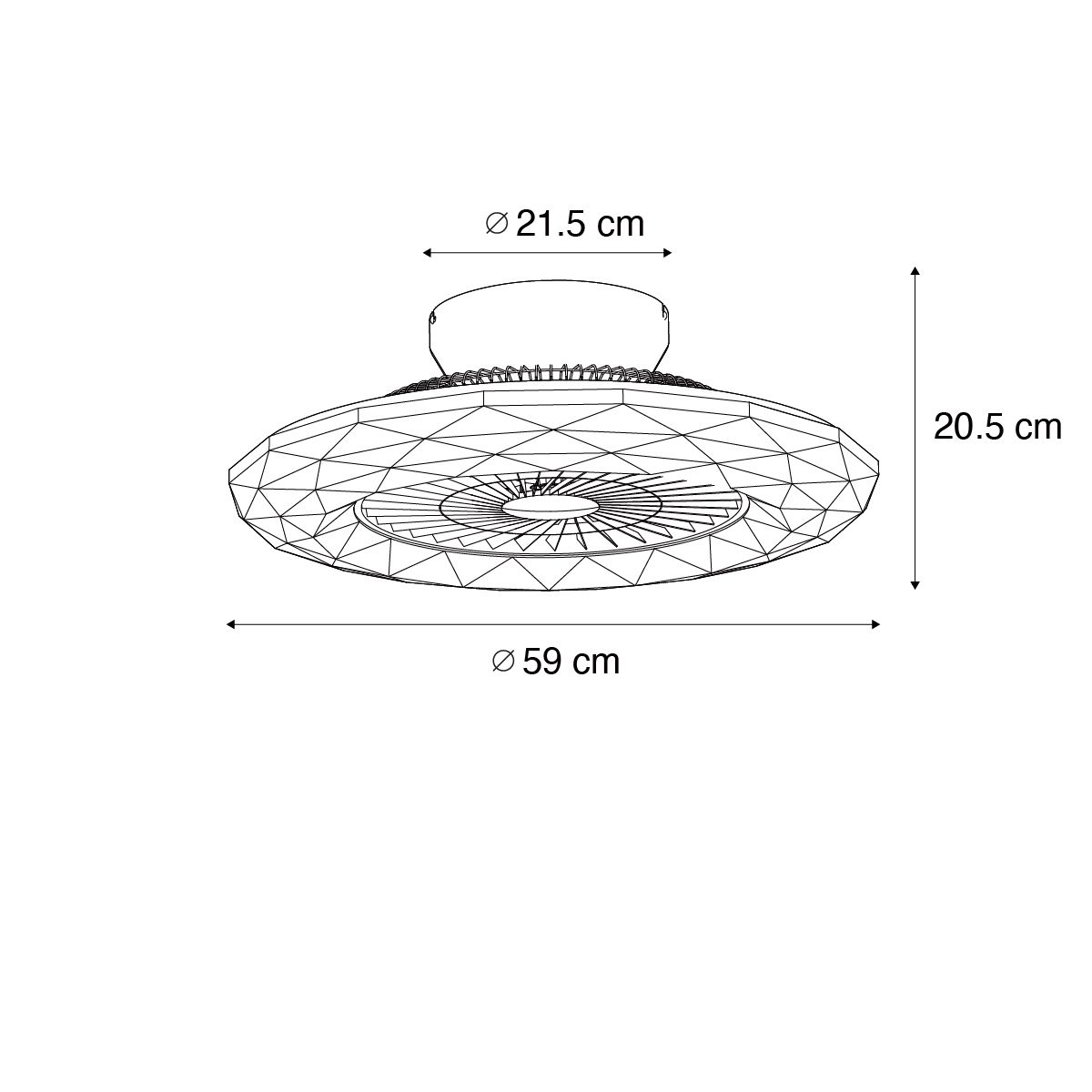 Plafondventilator zilver met ster effect 59cm incl. LED dimbaar met afstandsbediening - Clima