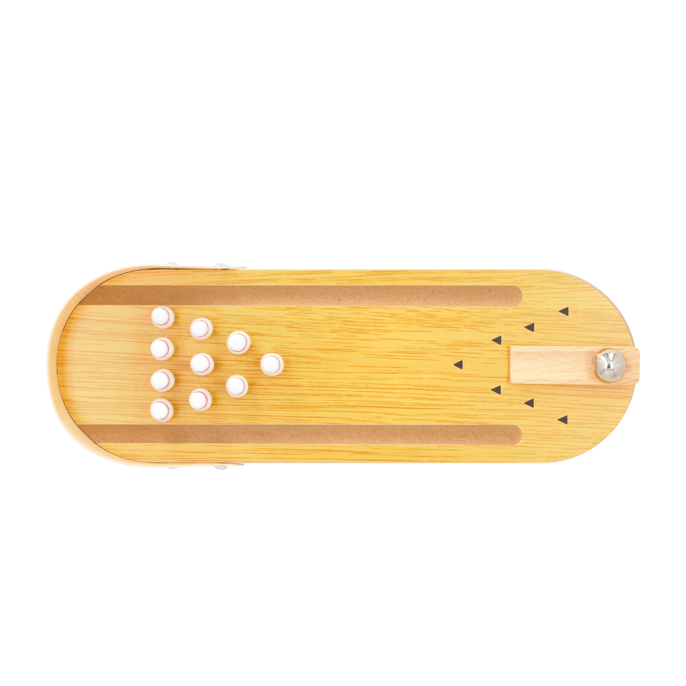 (30x10cm) Mini Holz Tisch Bowling Spiel Kegel Spielzeug inkl. Kugel / Pins - Braun