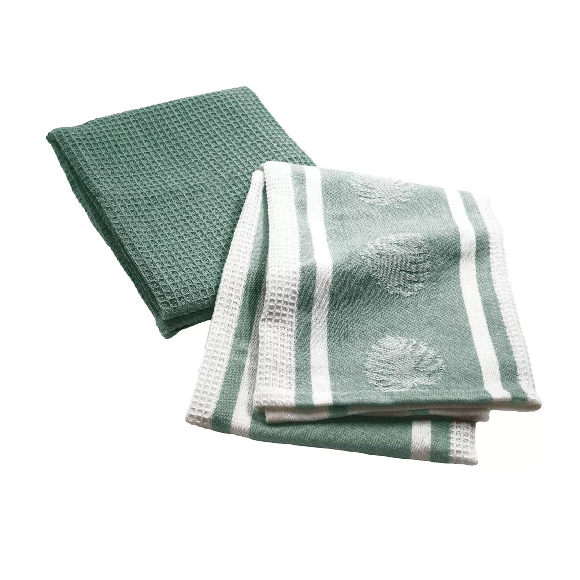 Lot de 2 torchons coton nid d'abeille (50 x 70 cm) Ardenia Vert sauge