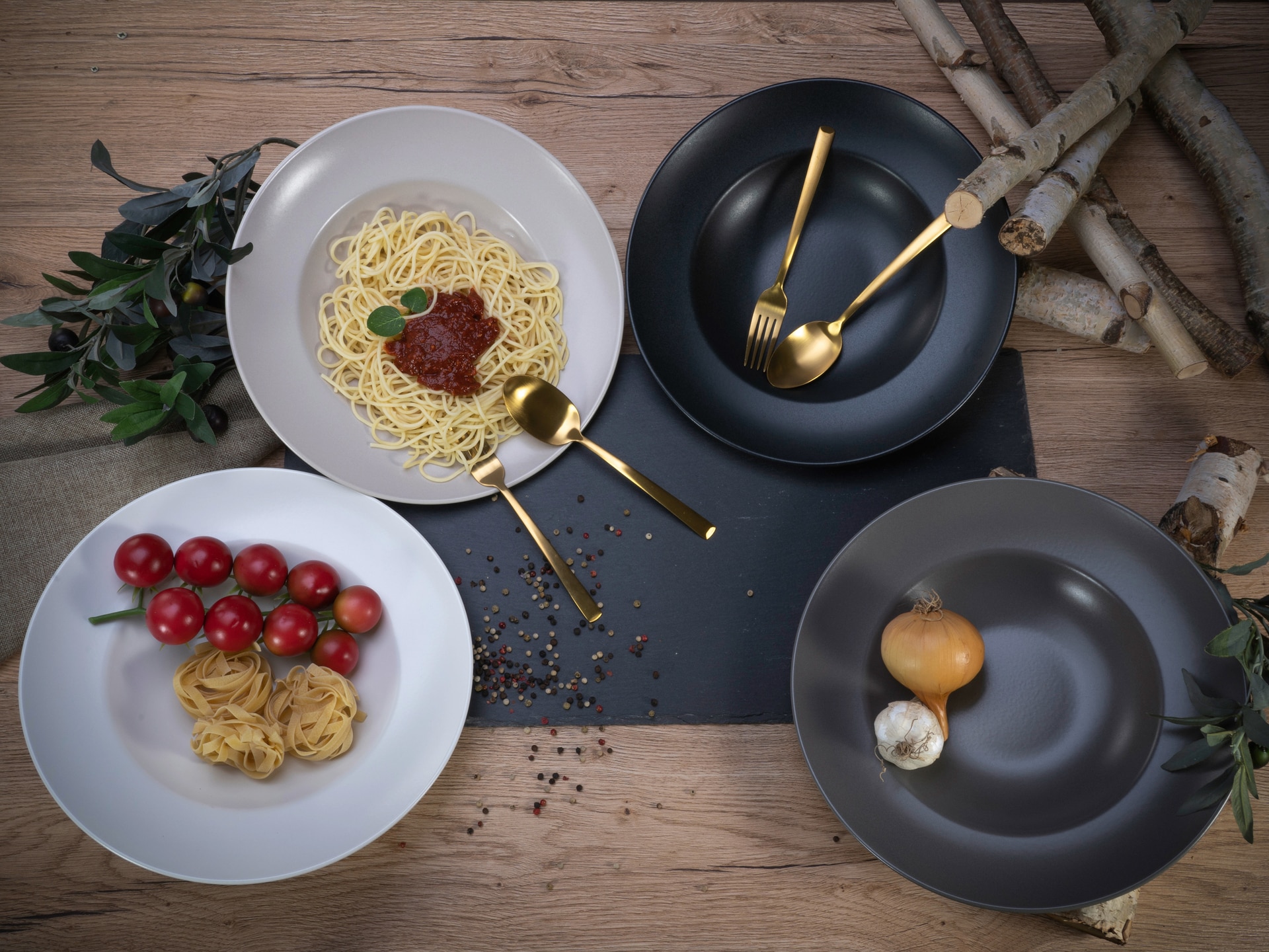 CreaTable Pastateller MANHATTAN 6er Set 27 cm schwarz