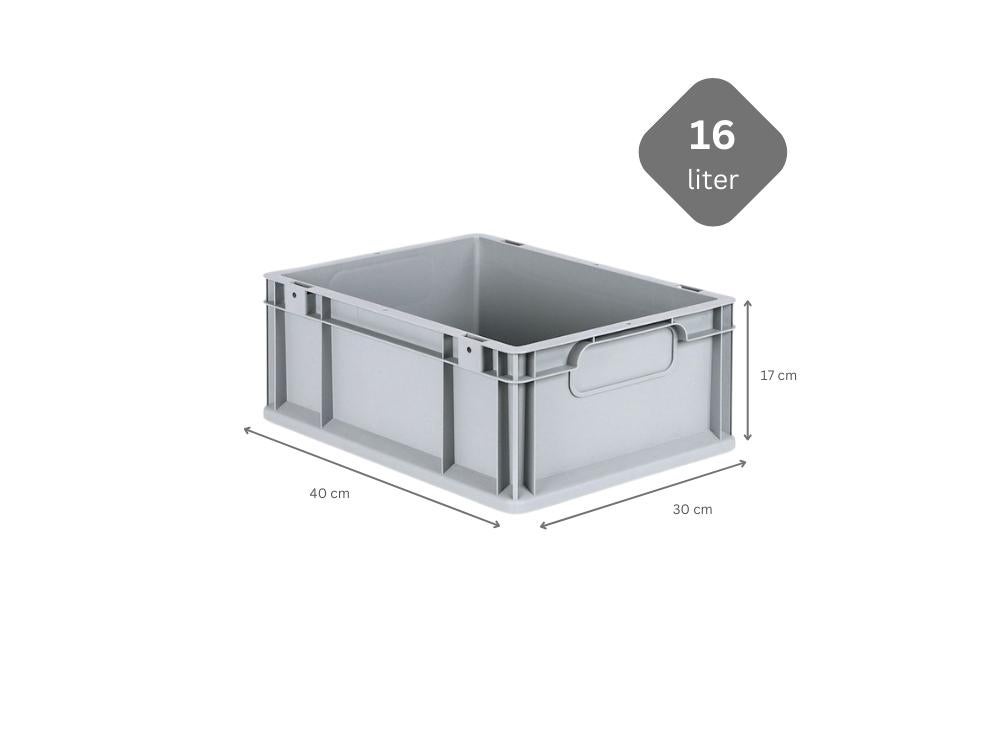 PROREGAL Eurobox Nextgen Economy met handgrepen, gesloten, HxBxD 17 x 30 x 40 cm, 16 liter Euro container, transportbox, stapelbare container