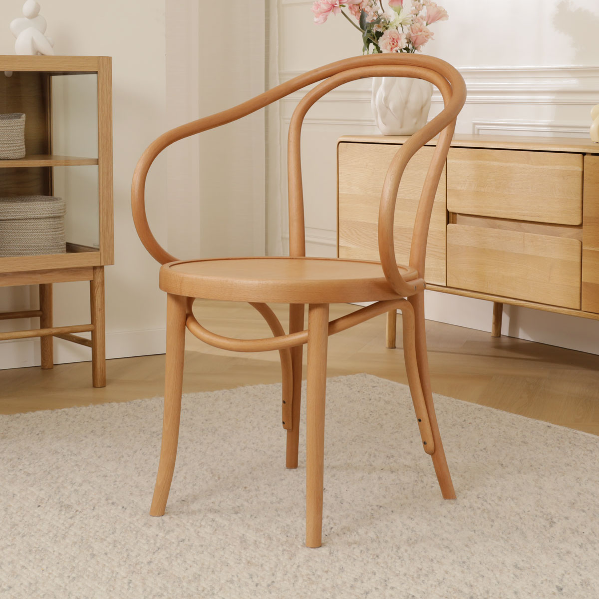 Houten eetkamerstoel met armleuningen Venice No. 9 -naturel