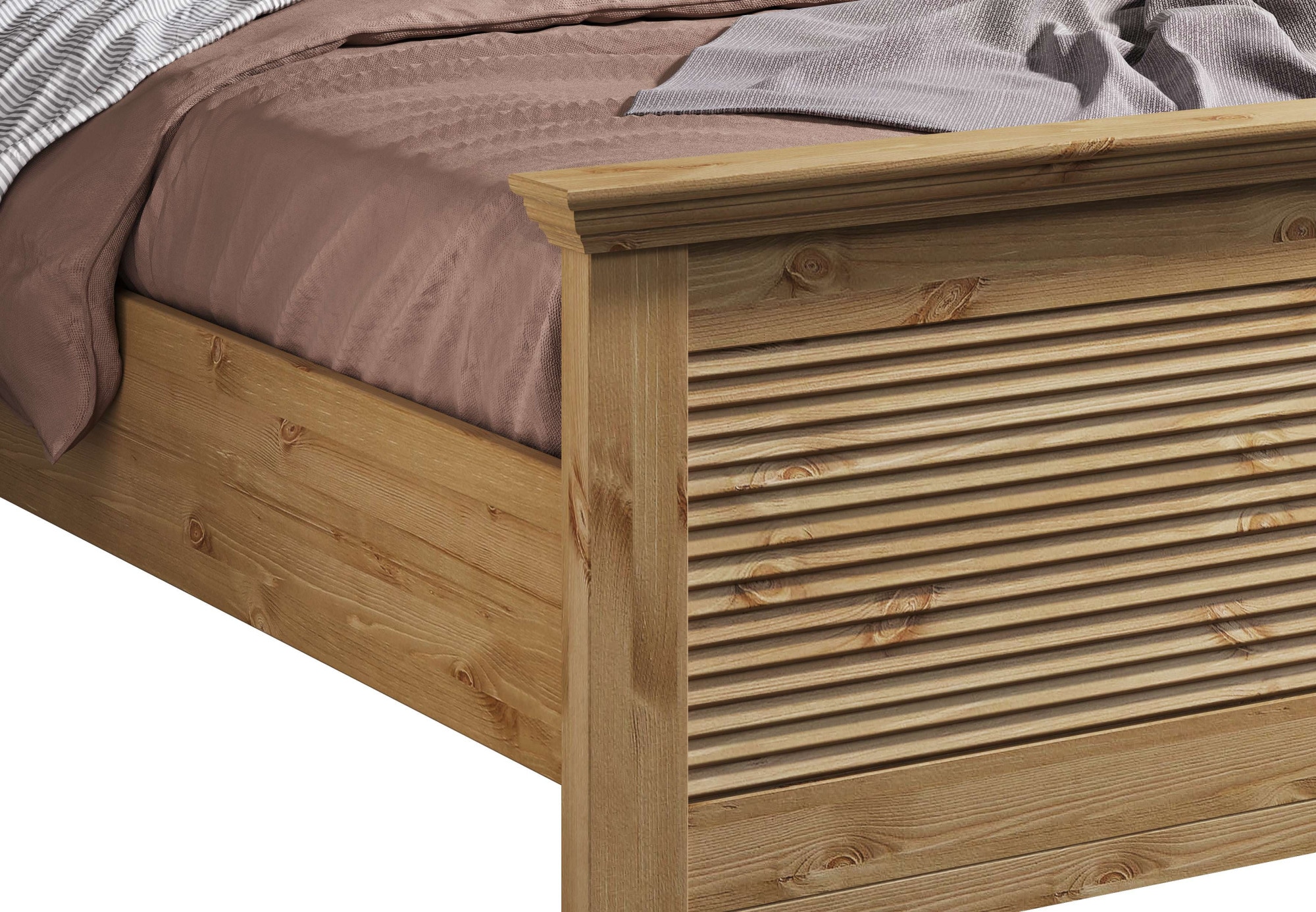 Home affaire Bett »Rauna, Landhausstil, edles Design mit Lamellen und Kassetten, 2 Farben« Breite/Belastbarkeit 180cm=220 KG, 90cm=120KG,  FSC® zertifiziertes Kieferholz, massive Qualität mit Lattenrost