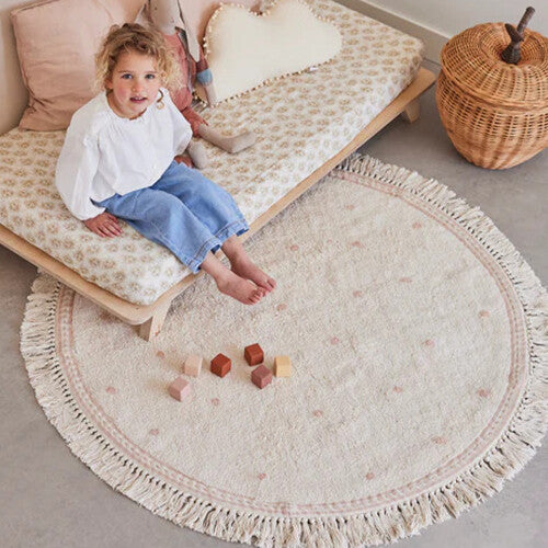 Tapis petit vloerkleed emma dots - roze - Ø130 cm