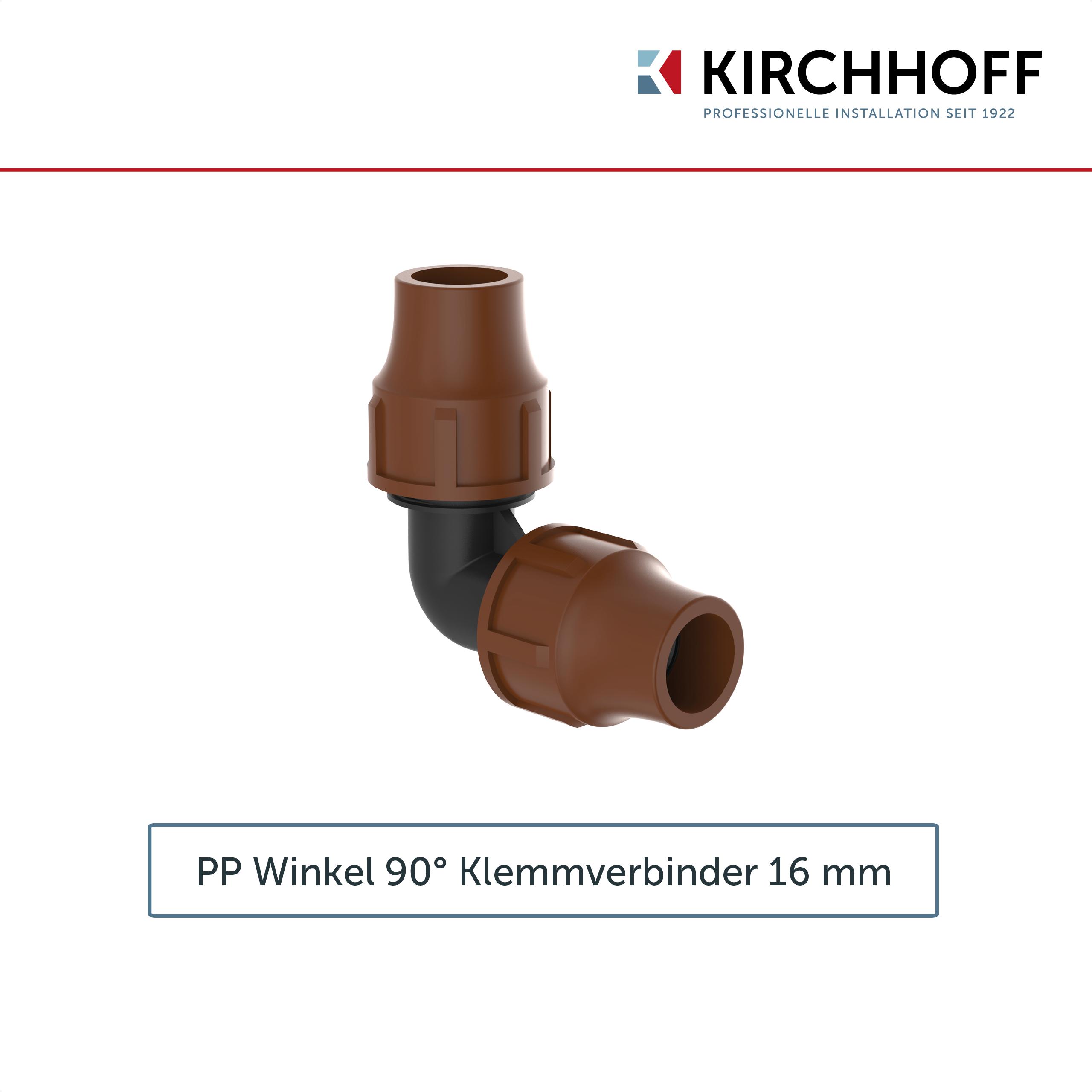 KIRCHHOFF 90° Winkel für Tröpfchenbewässerung, Schraubverbindung f. Drip-Bewässerung, Gartenbewässerung Made in EU