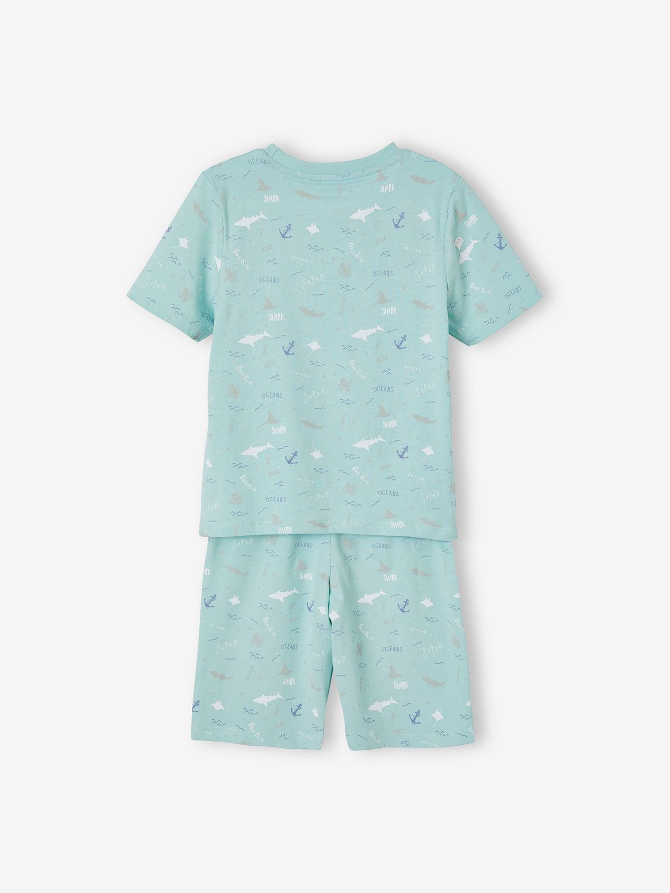 Conjunto de pijama Oeko-Tex® Ocean + pijama com shorts, para meninos, azul escuro liso