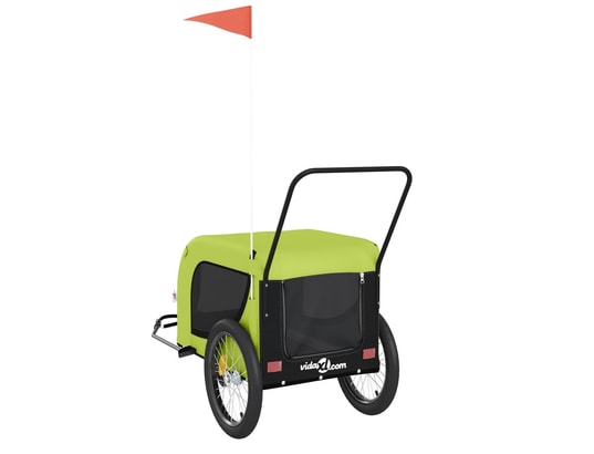 VIDAXL - Remorque de vélo pour animaux de compagnie vert et noir