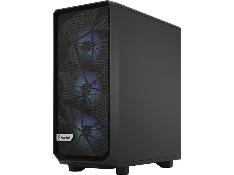 Fractal Design PC-Gehäuse Meshify 2 Compact RGB Schwarz RGB-beleuchtetes Gehäuse mit rahmenloses Seitenfenster und mit einem eleganten Mesh-Design