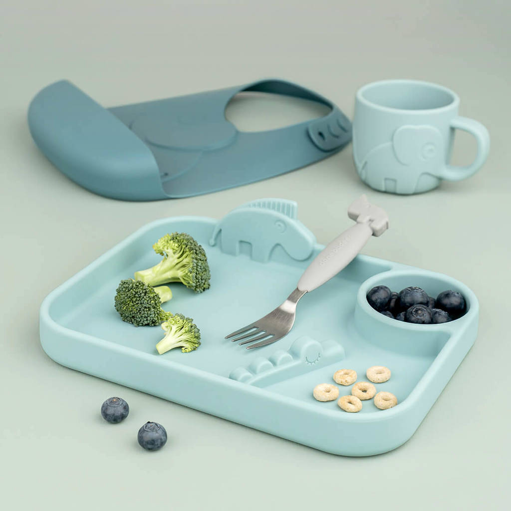 Easy-grip cutlery set Deer friends Grey