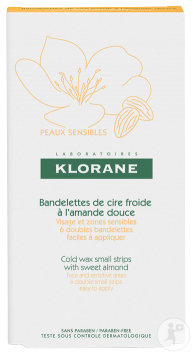 Klorane Amande Douce Bandelettes De Cire Froide Visage & Zones Sensibles 6 Pièces