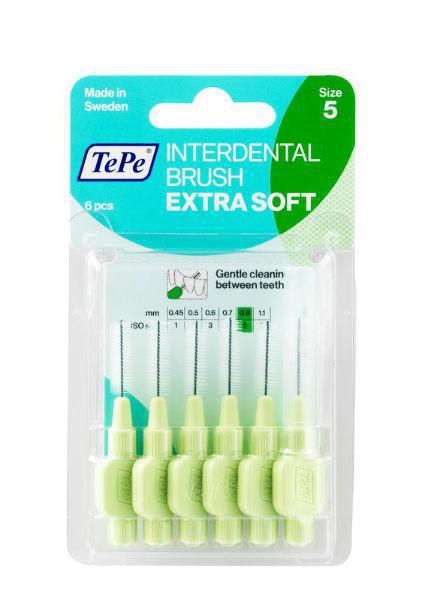 TePe Ragers Extra Soft Licht Groen 0.8 mm6 stuks