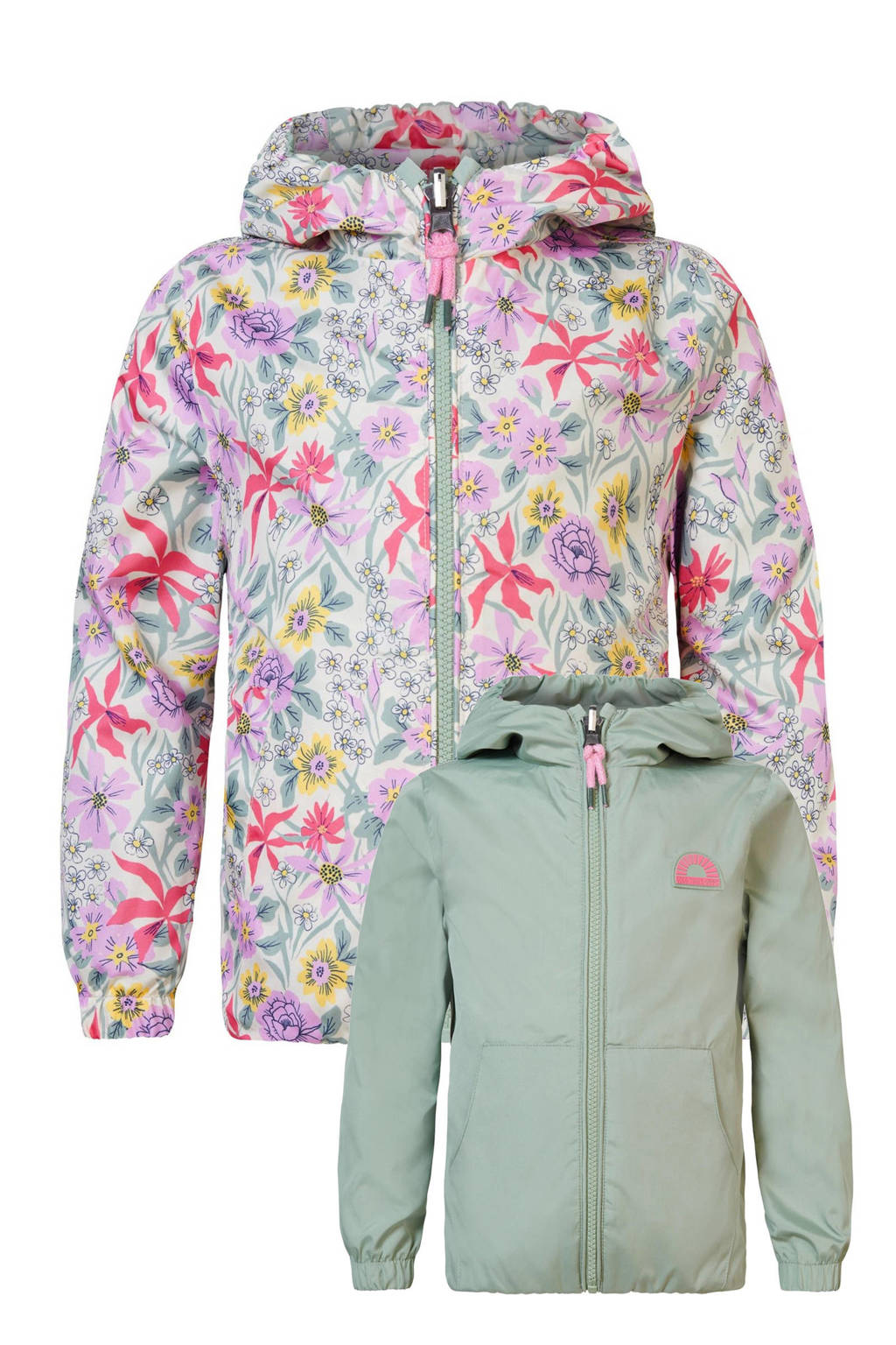 Noppies reversible zomerjas roze/groen
