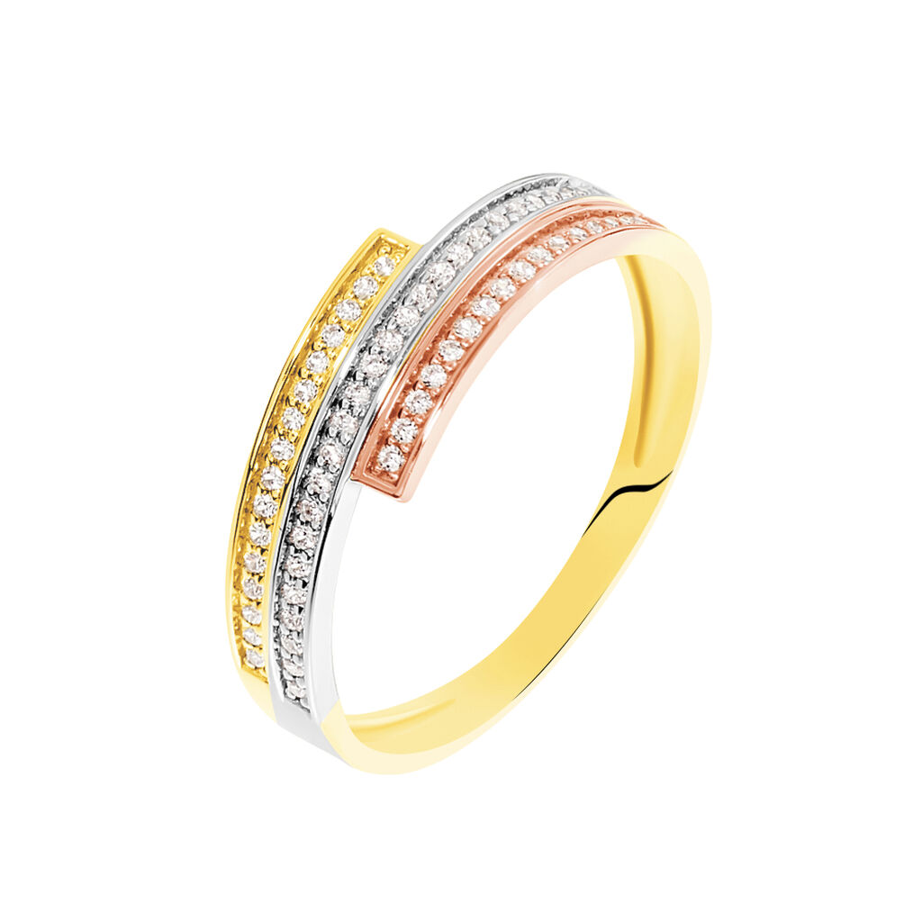 Bague Rama Or Tricolore Oxyde De Zirconium