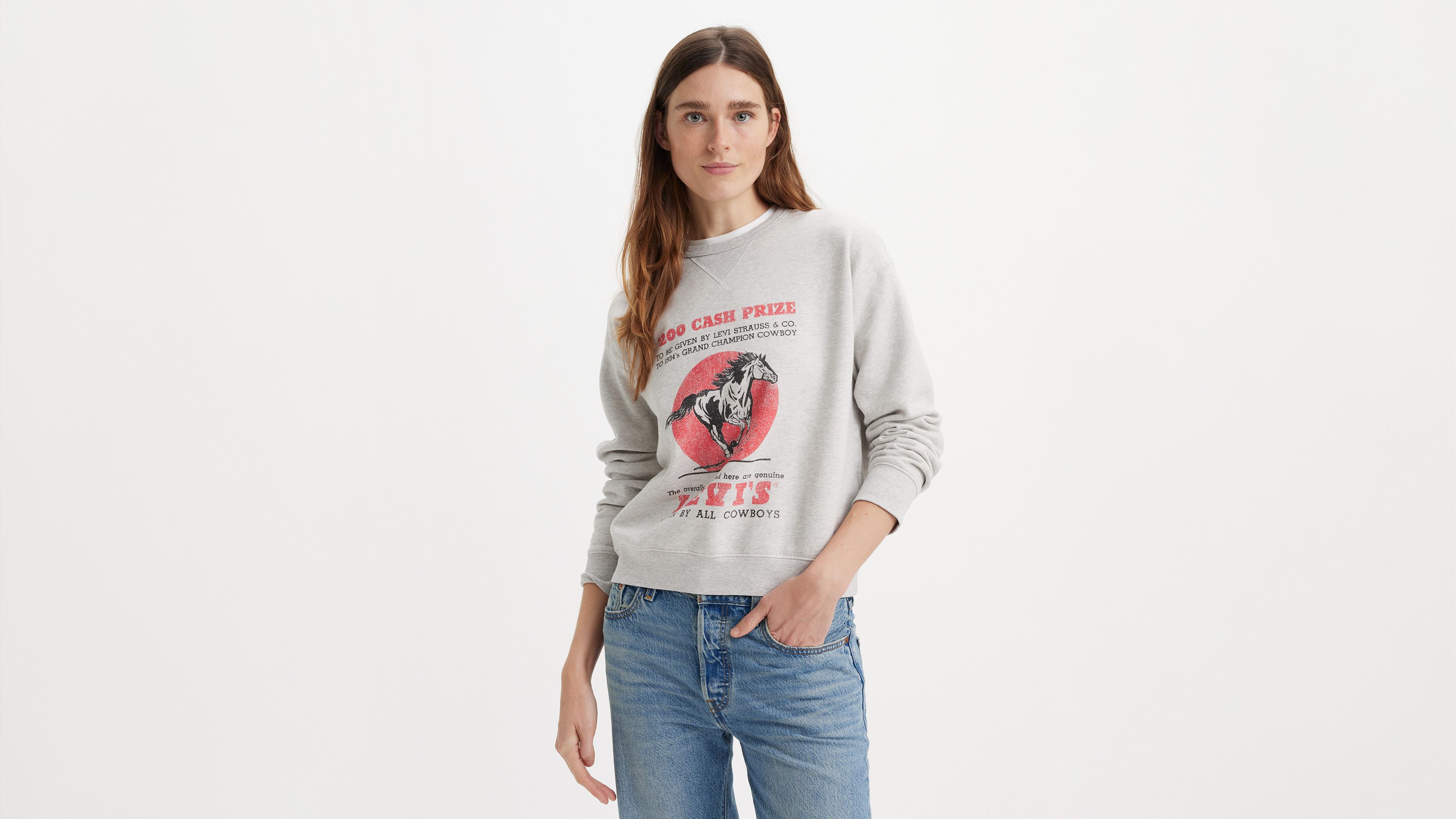 Sweat-shirt à col rond graphique signature - Crew Cash Prize Orbit Heather Gray - Gris