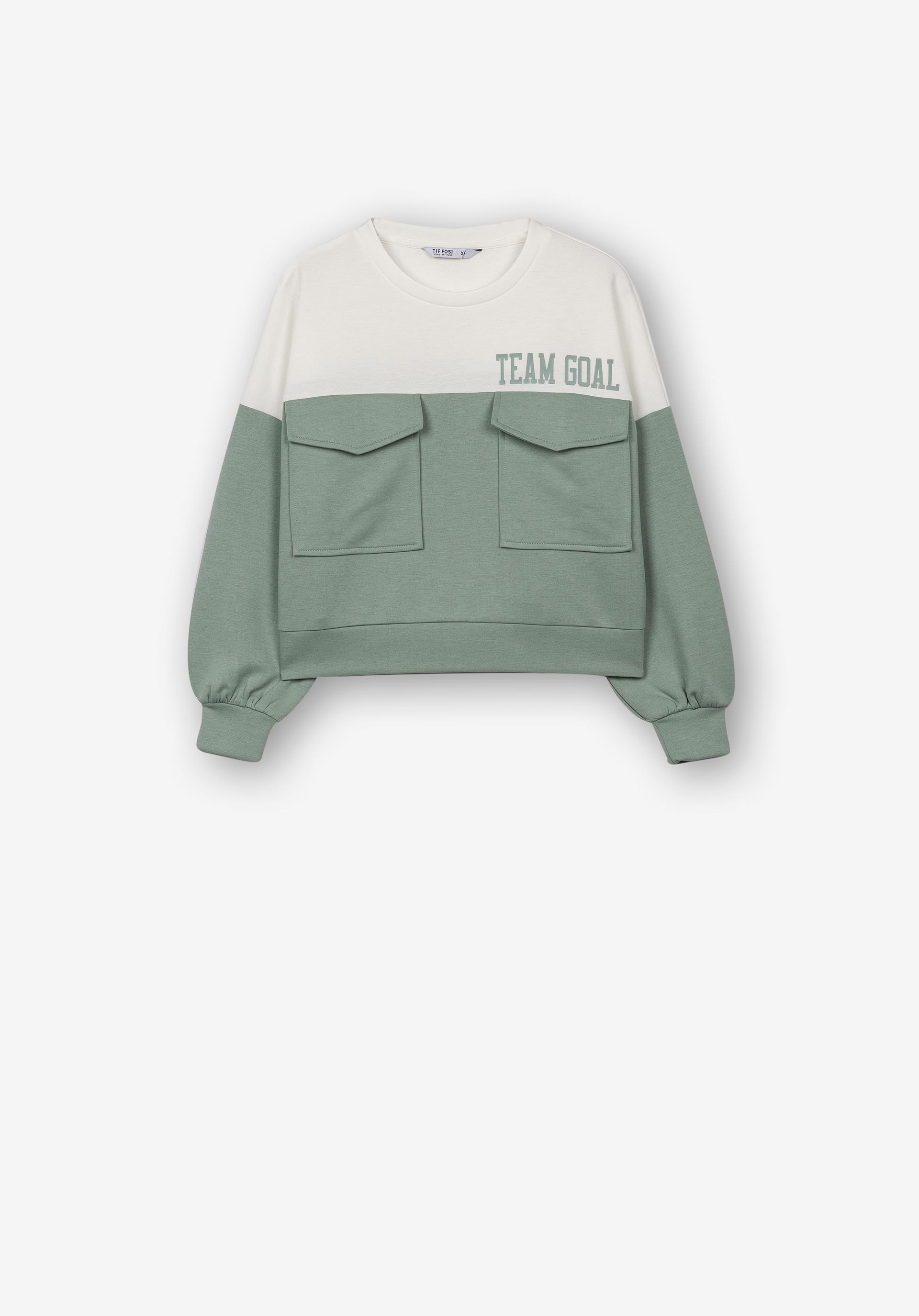 Sweatshirt Bicolor com Bolsos