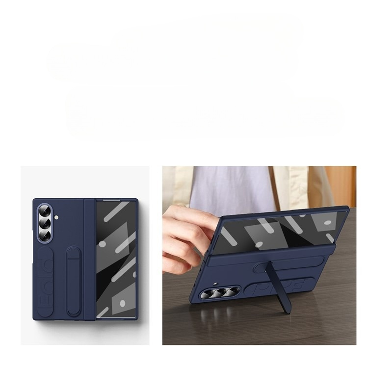 Samsung Galaxy Z Fold7 Soft Touch Hardcase Schutzhülle mit Handschlaufe   Kickstand Aufsteller - Dunkelblau