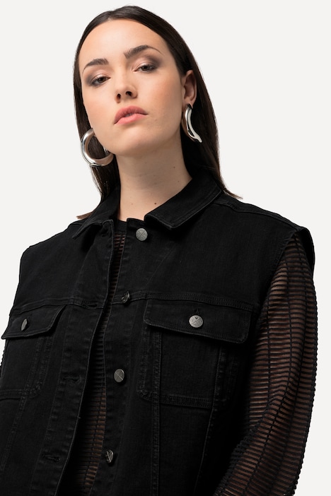 Jeansweste, Boxy Fit, Hemdkragen, Metallknöpfe