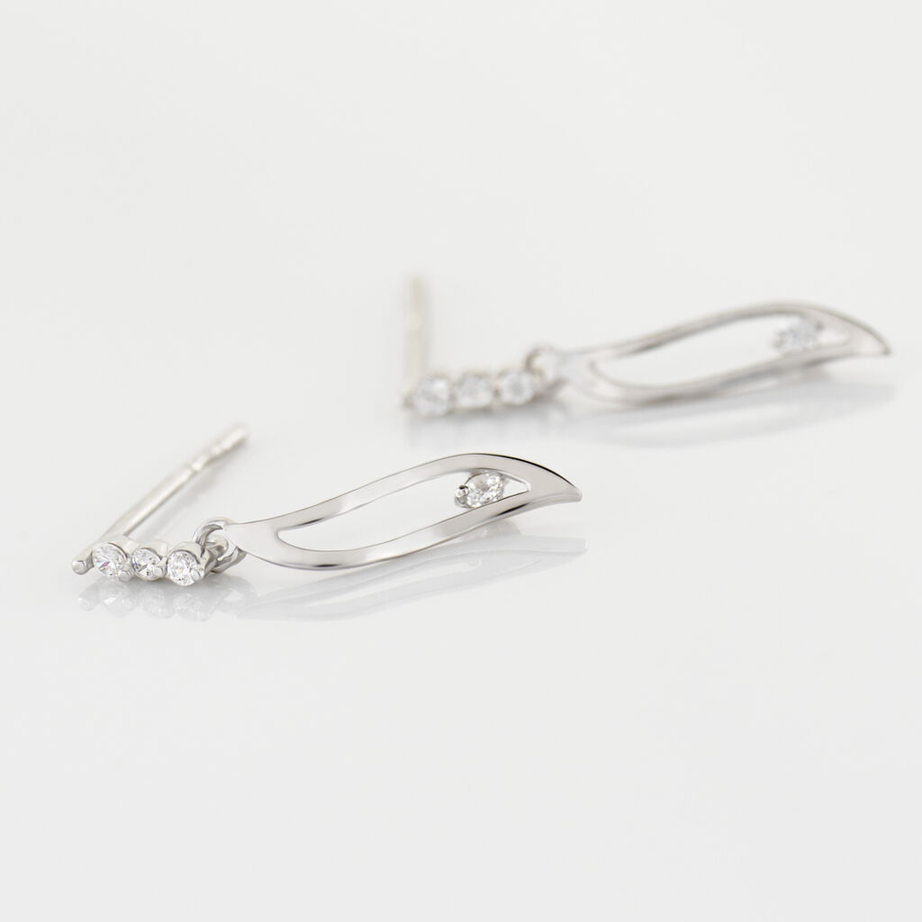 Boucles D'oreilles Pendantes Ysanna Or Blanc Oxyde De Zirconium