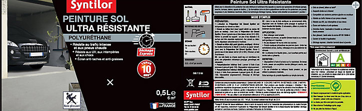 Peinture extérieure pour sol ultra résistante blanc satin Syntilor 500ml